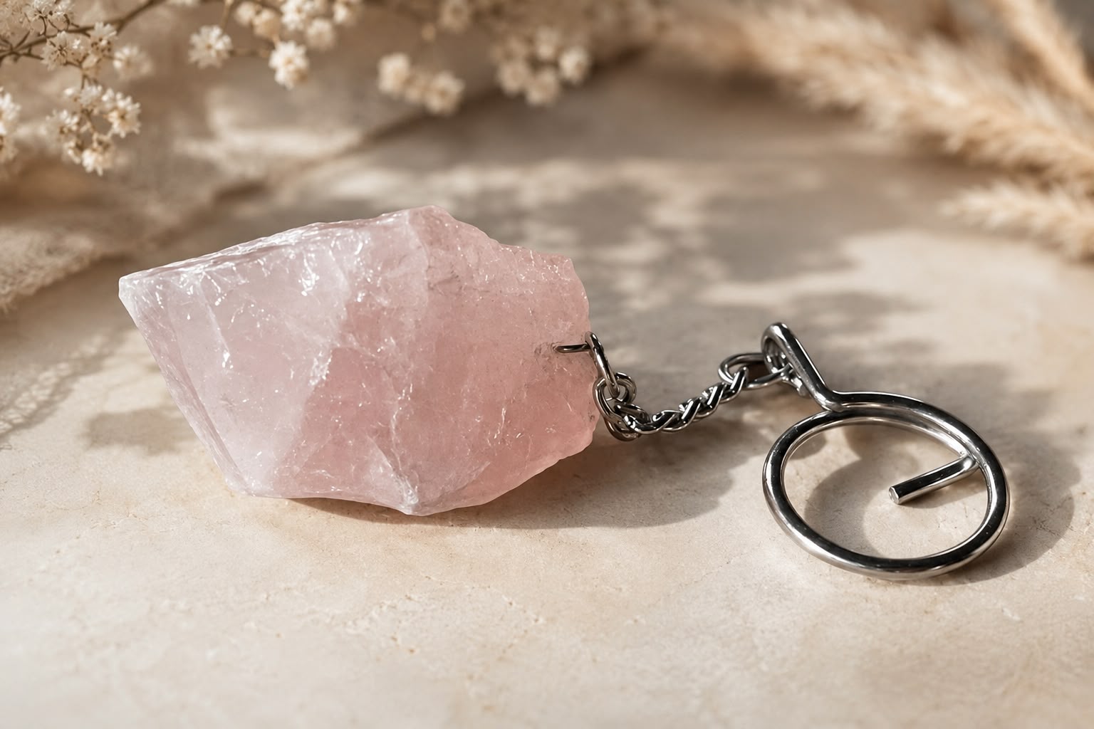 sleutelhanger rozenkwarts - Peer