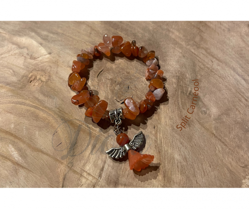 Kids armband Carneool split met engel - Peer