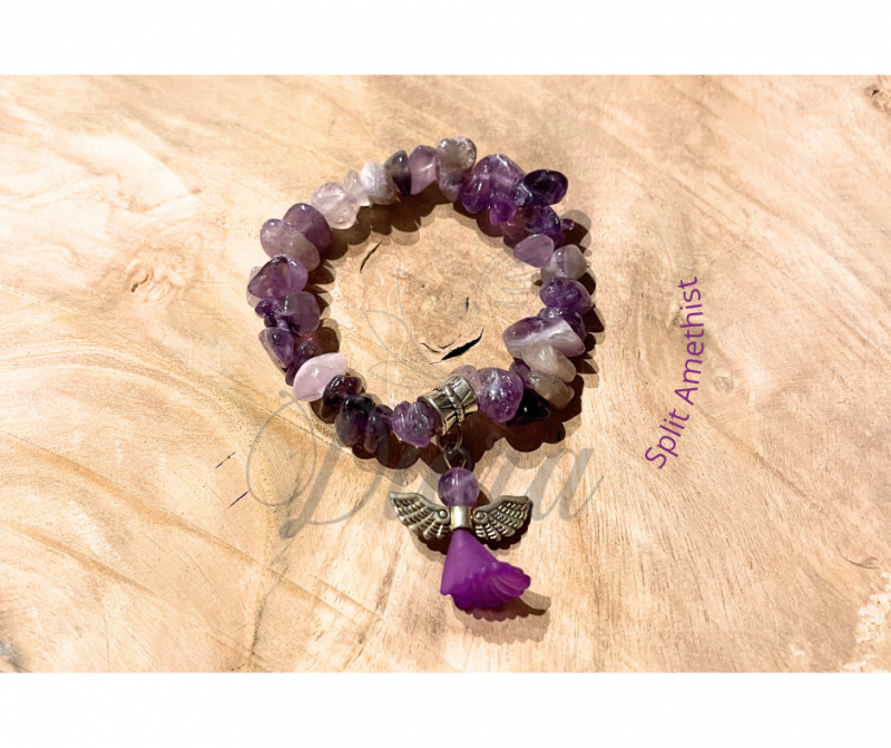 Kids armband Amethist split met engel - Peer