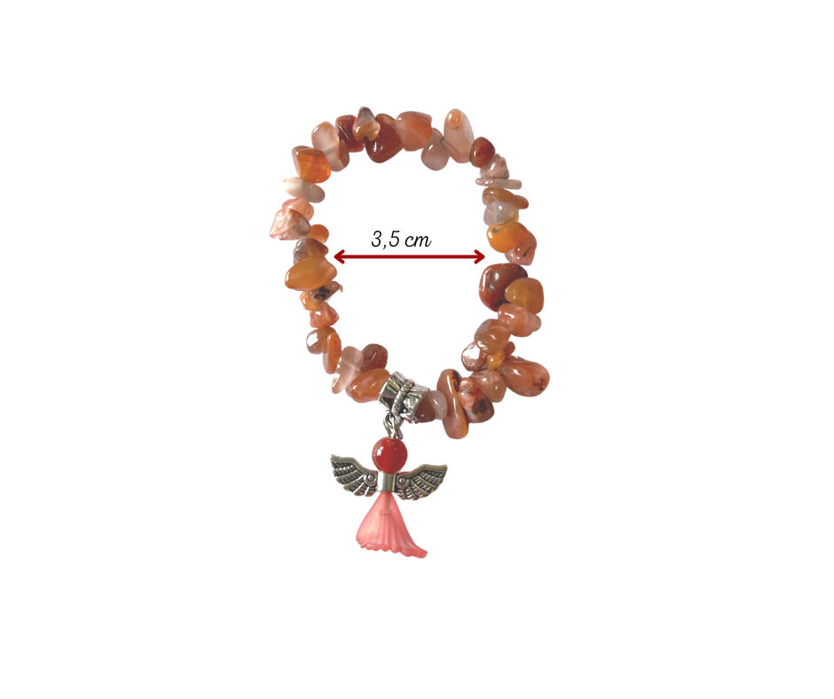 Kids armband Carneool split met engel - Peer