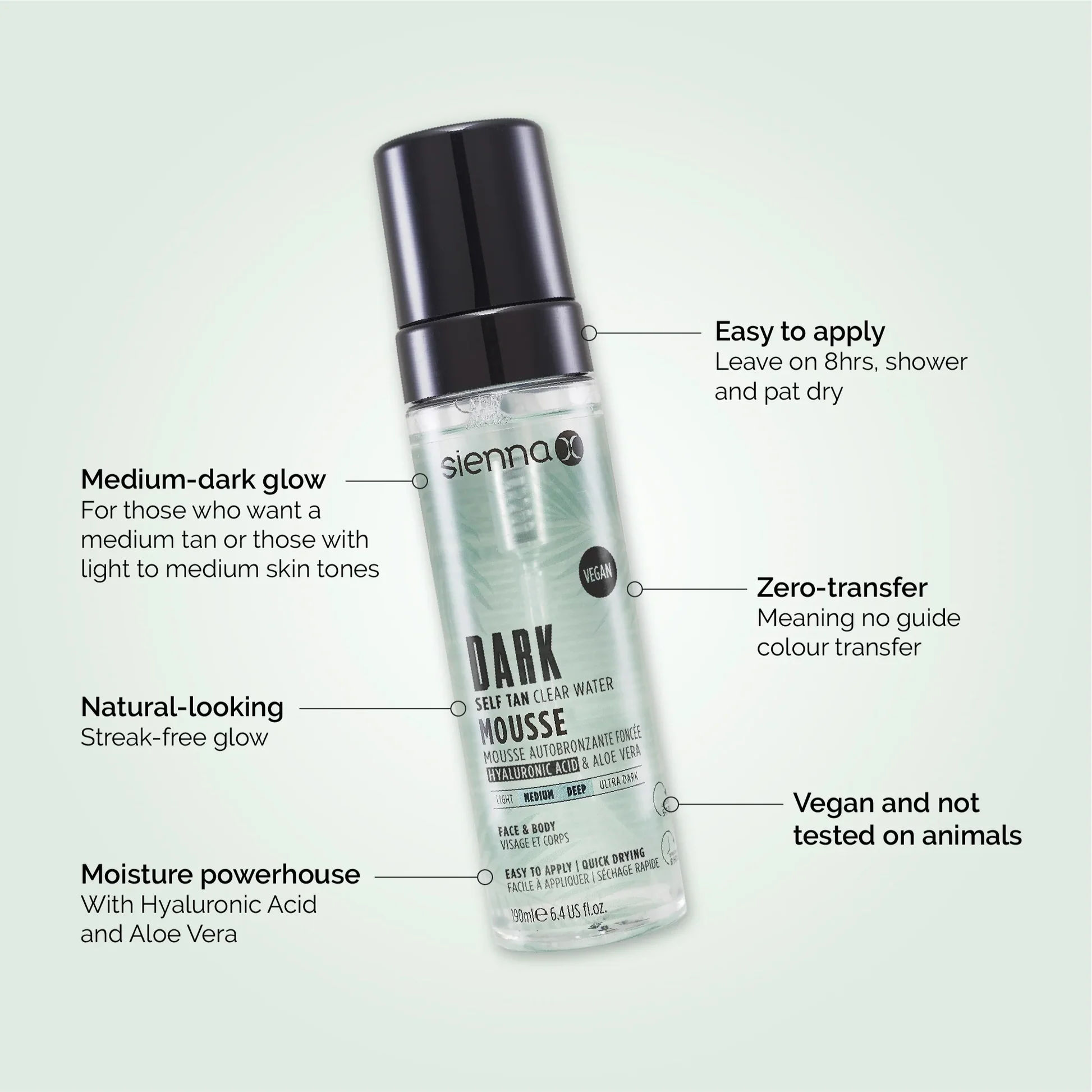 Dark Self Tan Clear Water Mousse 200ml - Zoutleeuw