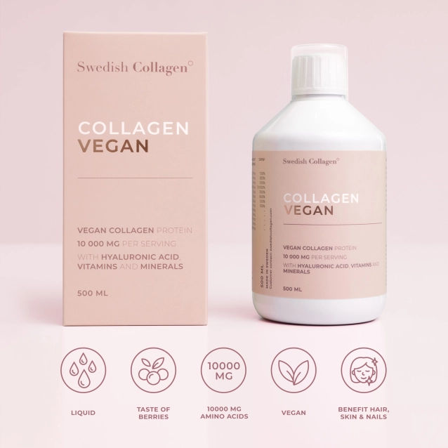 Vloeibare veganistische collageen drink (10000mg) SWEDISH VEGAN COLLAGEN - 500ml - Haaltert
