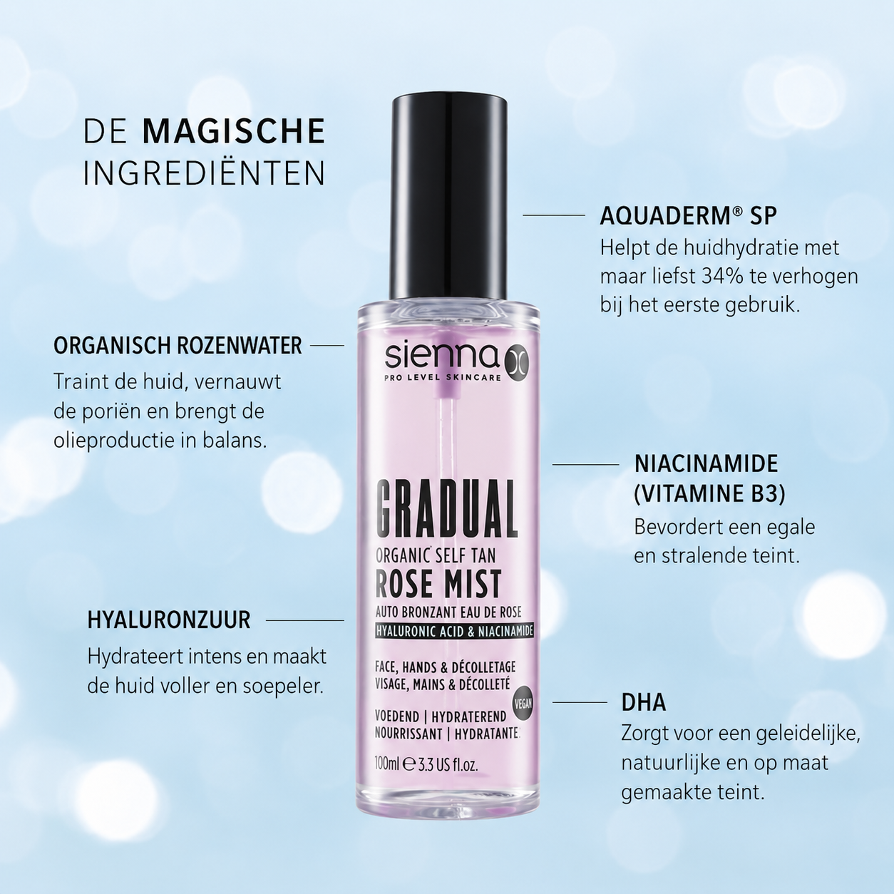 Gradual self tan rose water 100ml - Rotselaar